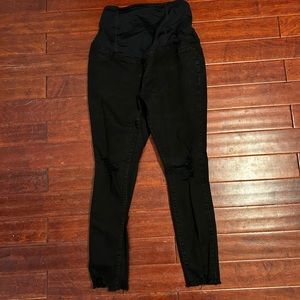 Maternity black ripped denim